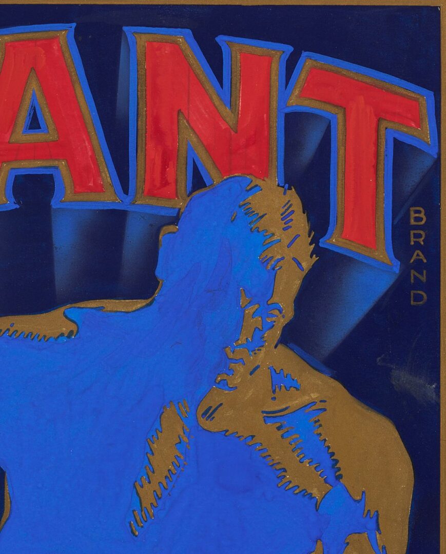 Lot 602: Giant Lettuce Original California Crate Label Advertising Illustration Painting, c. 1930s-40s
