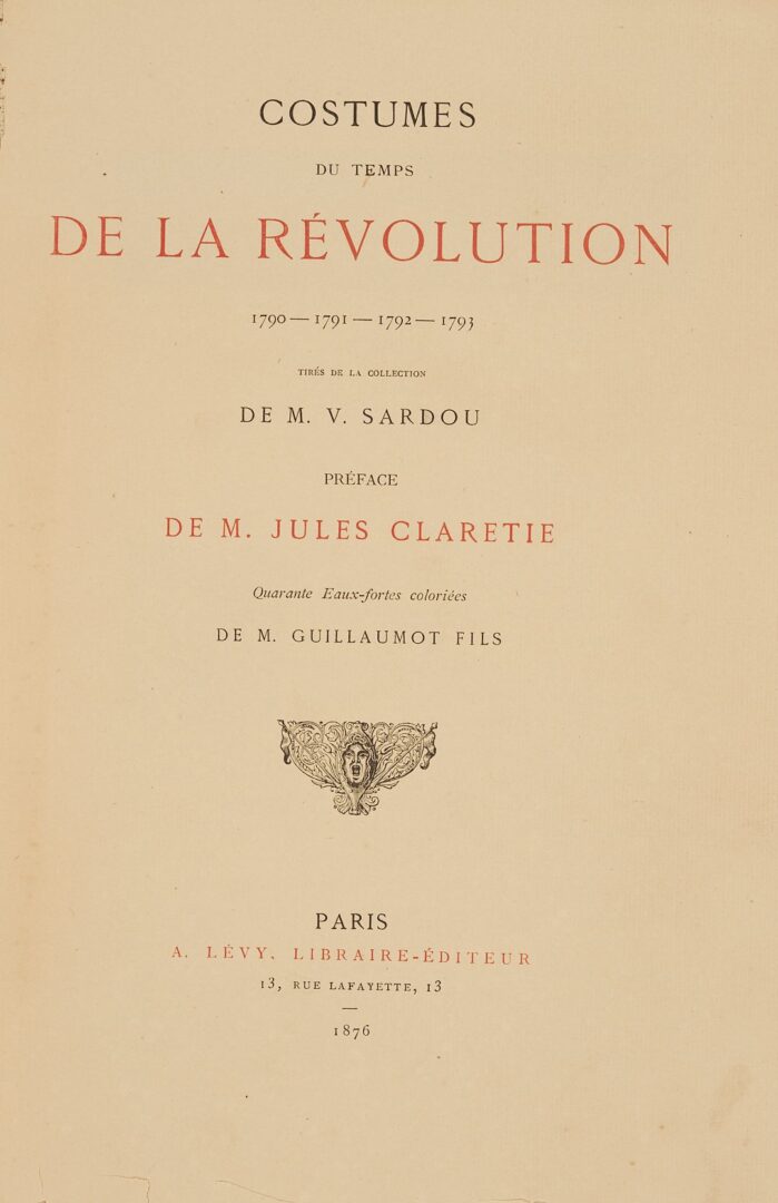 Lot 608: Rare Fashion History Book: Costumes de la Revolution, 1876