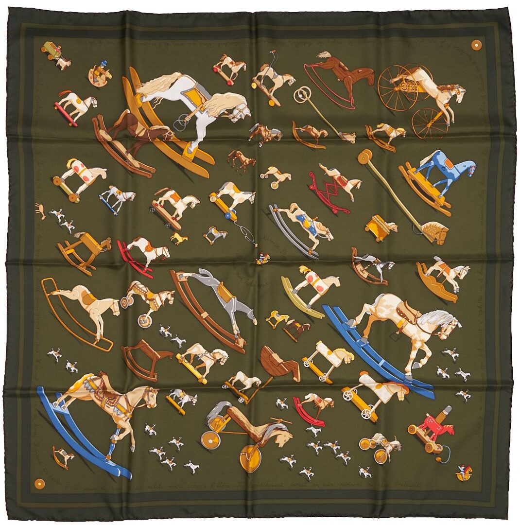Lot 609: 2 Hermes Silk Scarves, Doigts de Fee & Raconte Moi Cheval