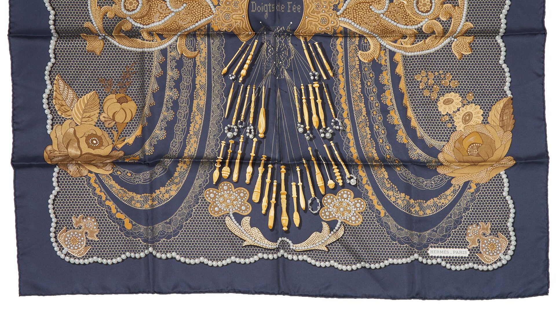 Lot 609: 2 Hermes Silk Scarves, Doigts de Fee & Raconte Moi Cheval