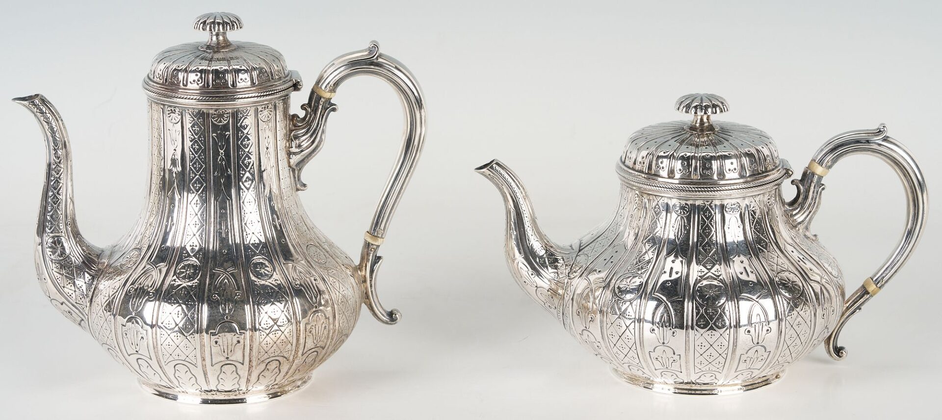 Lot 60: Aesthetic Movement Sterling Silver 4 pc Tea Service