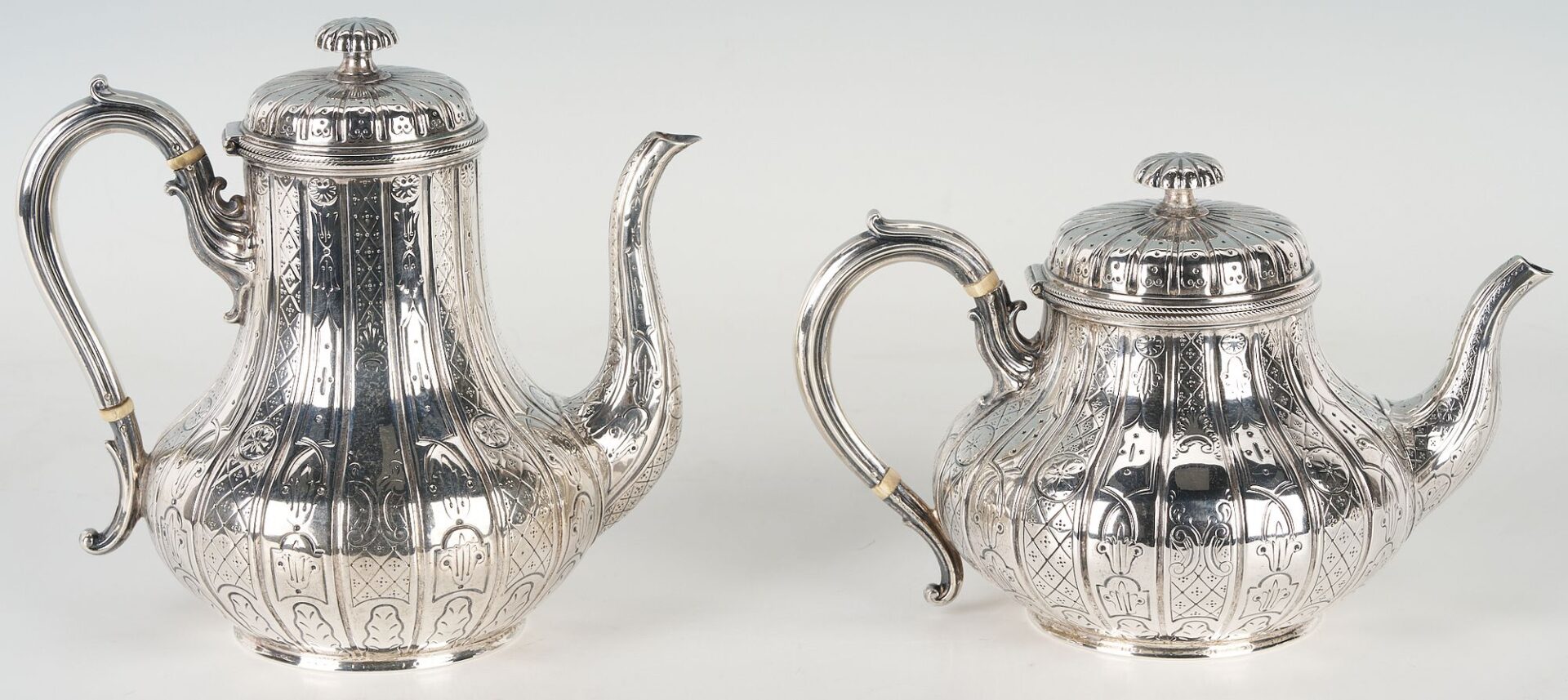 Lot 60: Aesthetic Movement Sterling Silver 4 pc Tea Service