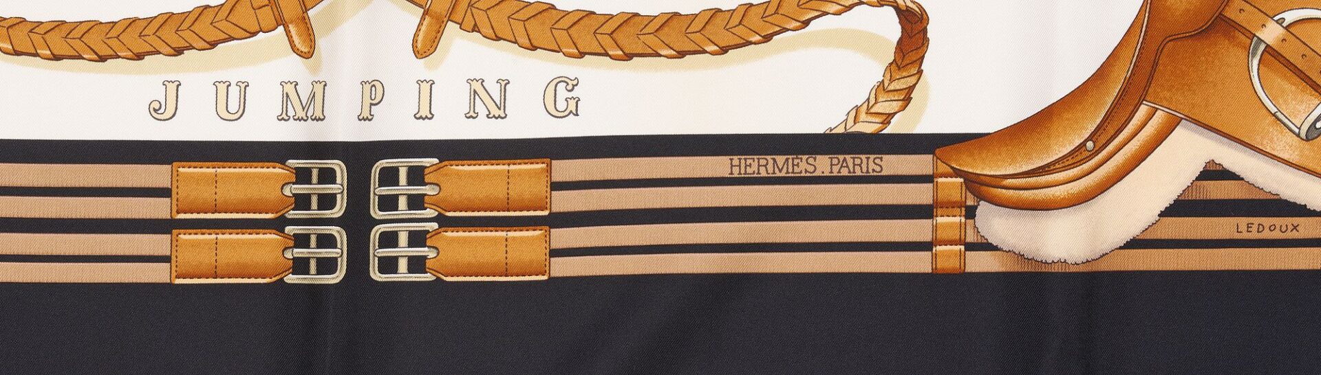 Lot 610: 2 Hermes Horse-Themed Silk Scarves, Jumping & En Piste