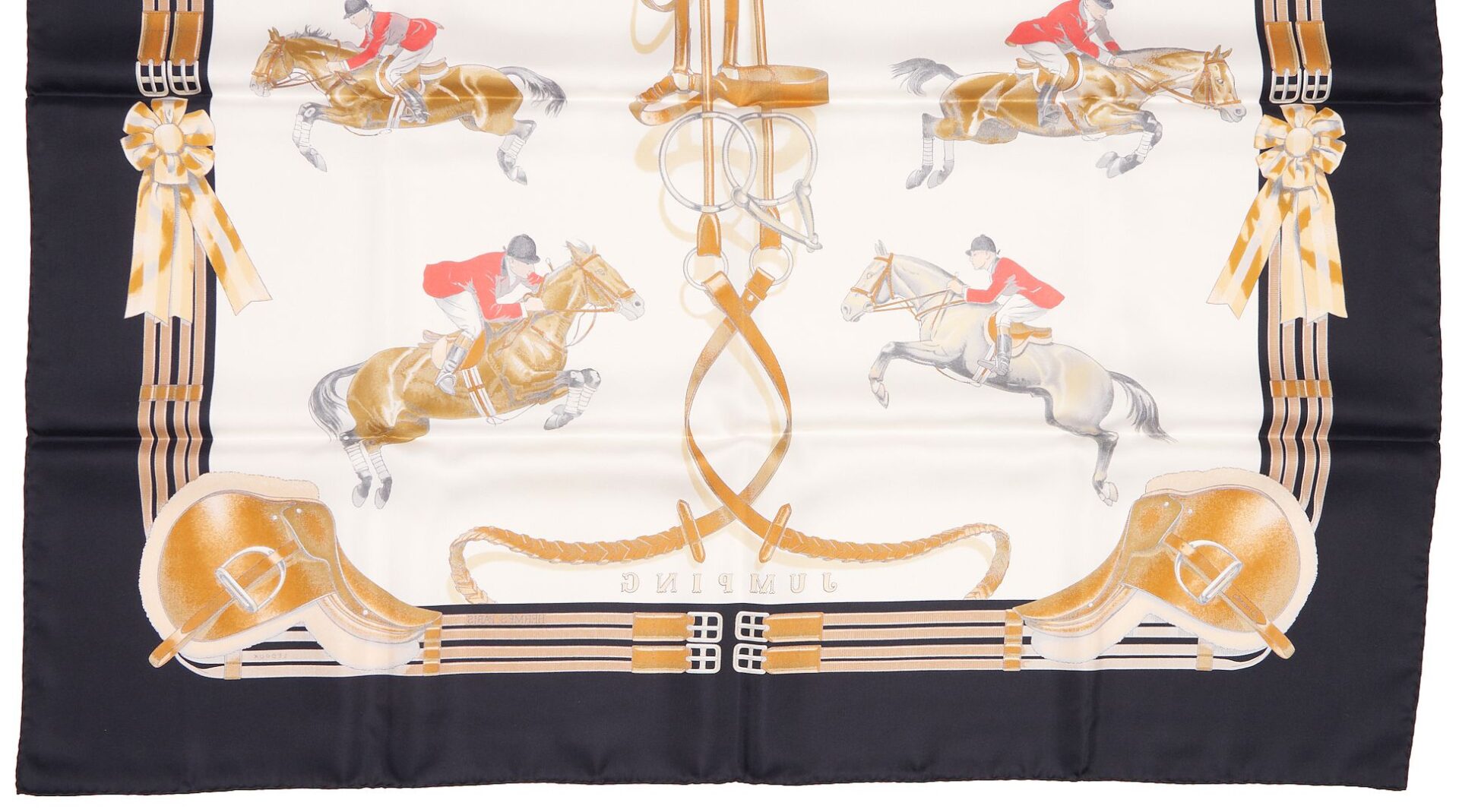 Lot 610: 2 Hermes Horse-Themed Silk Scarves, Jumping & En Piste