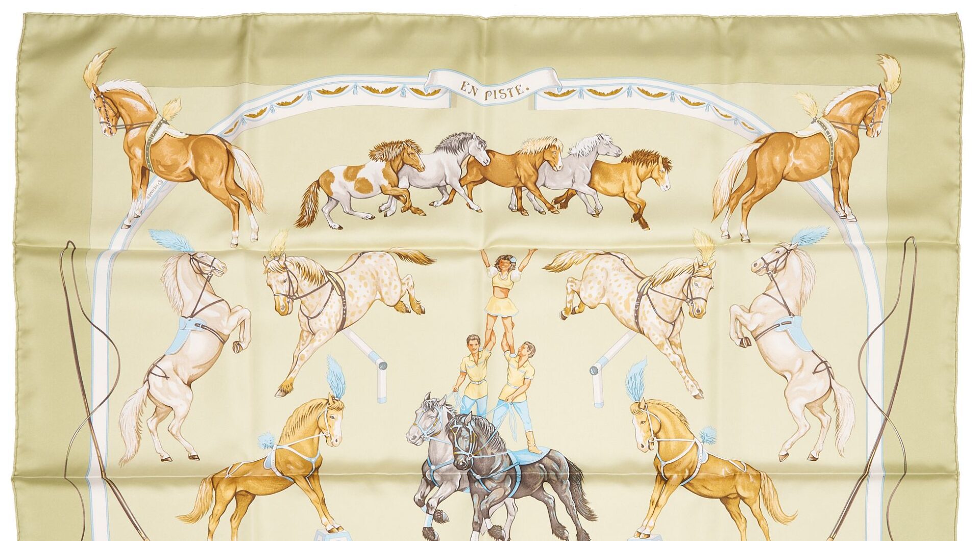 Lot 610: 2 Hermes Horse-Themed Silk Scarves, Jumping & En Piste