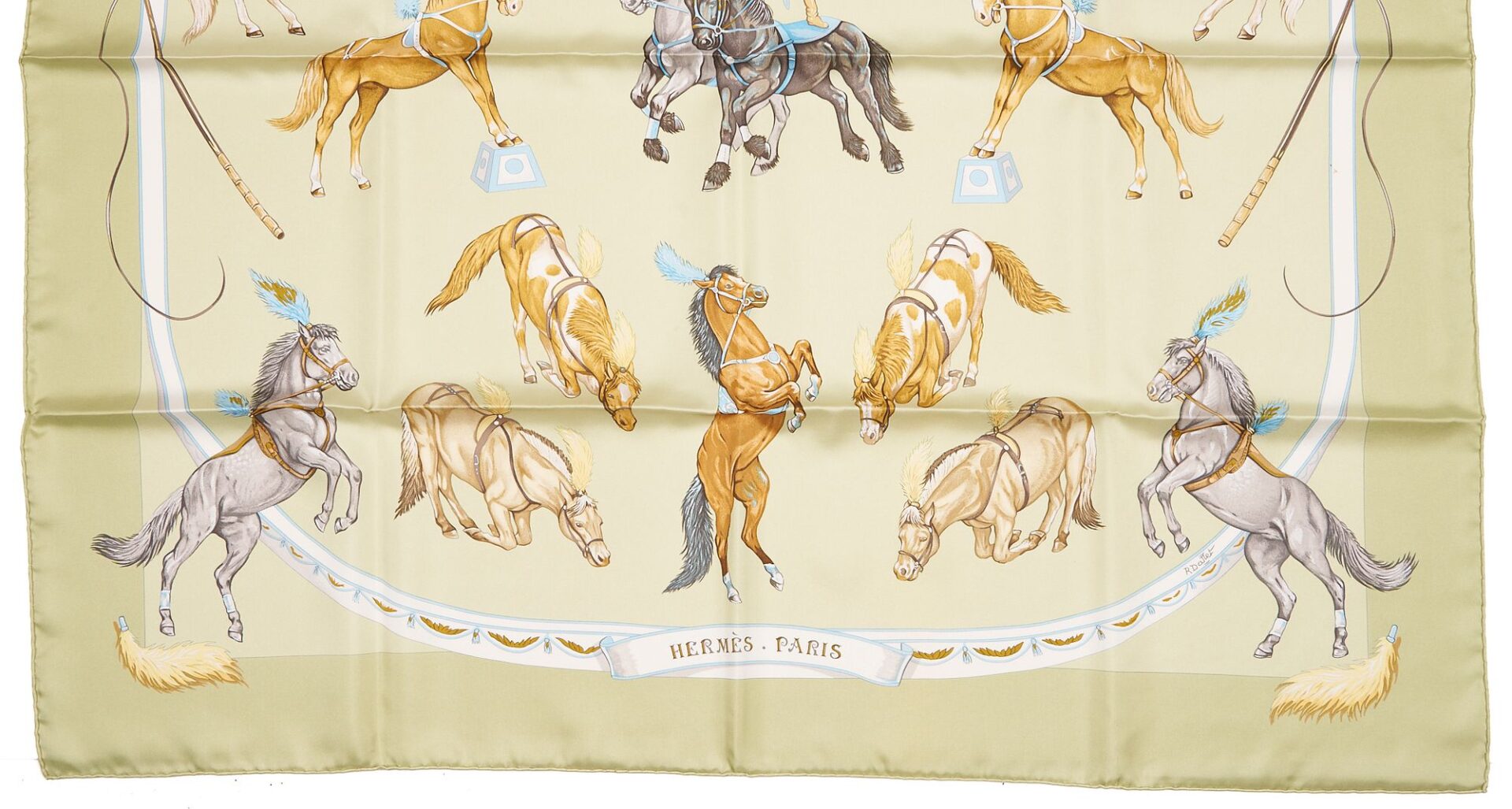 Lot 610: 2 Hermes Horse-Themed Silk Scarves, Jumping & En Piste