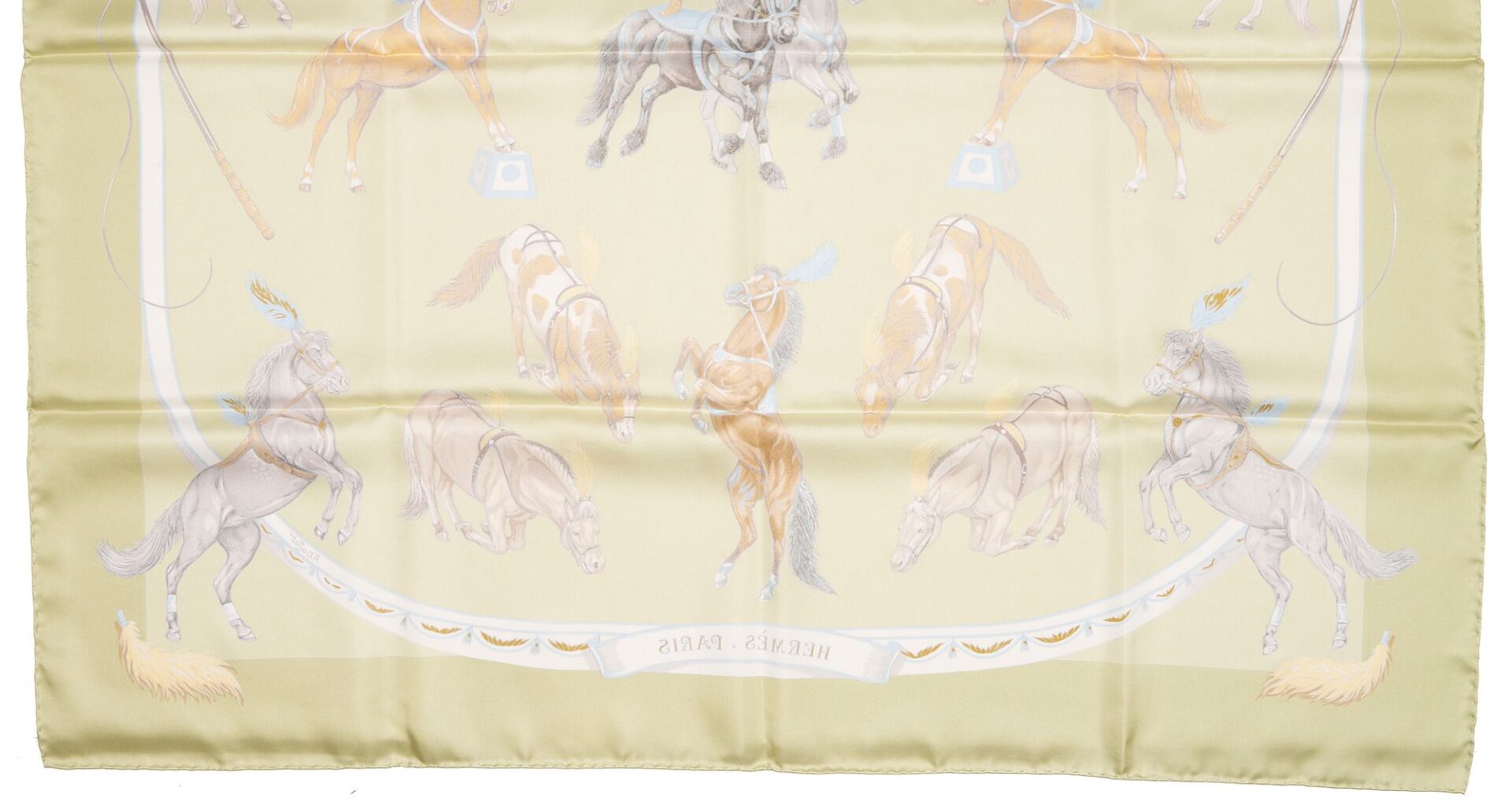 Lot 610: 2 Hermes Horse-Themed Silk Scarves, Jumping & En Piste
