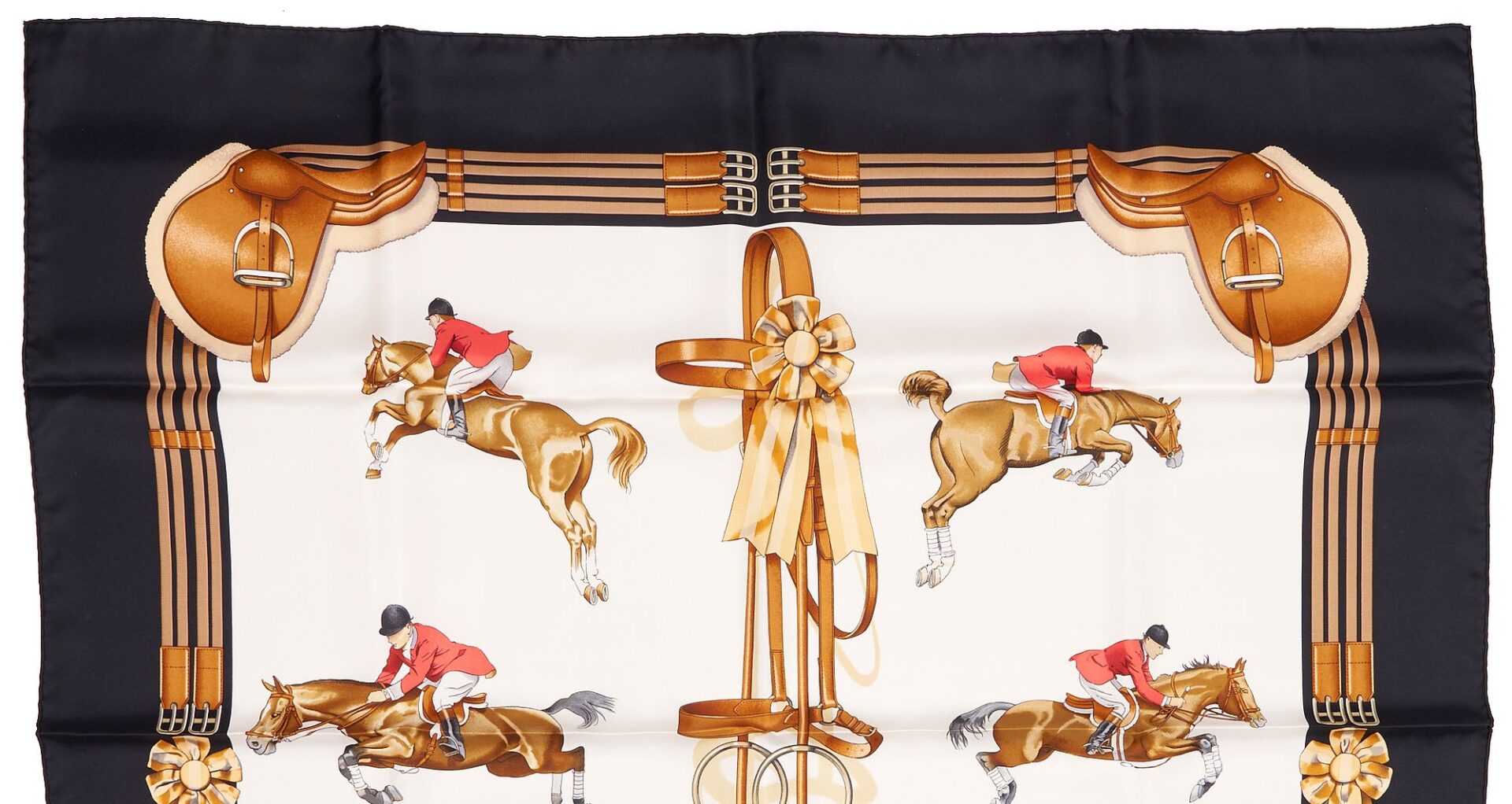 Lot 610: 2 Hermes Horse-Themed Silk Scarves, Jumping & En Piste