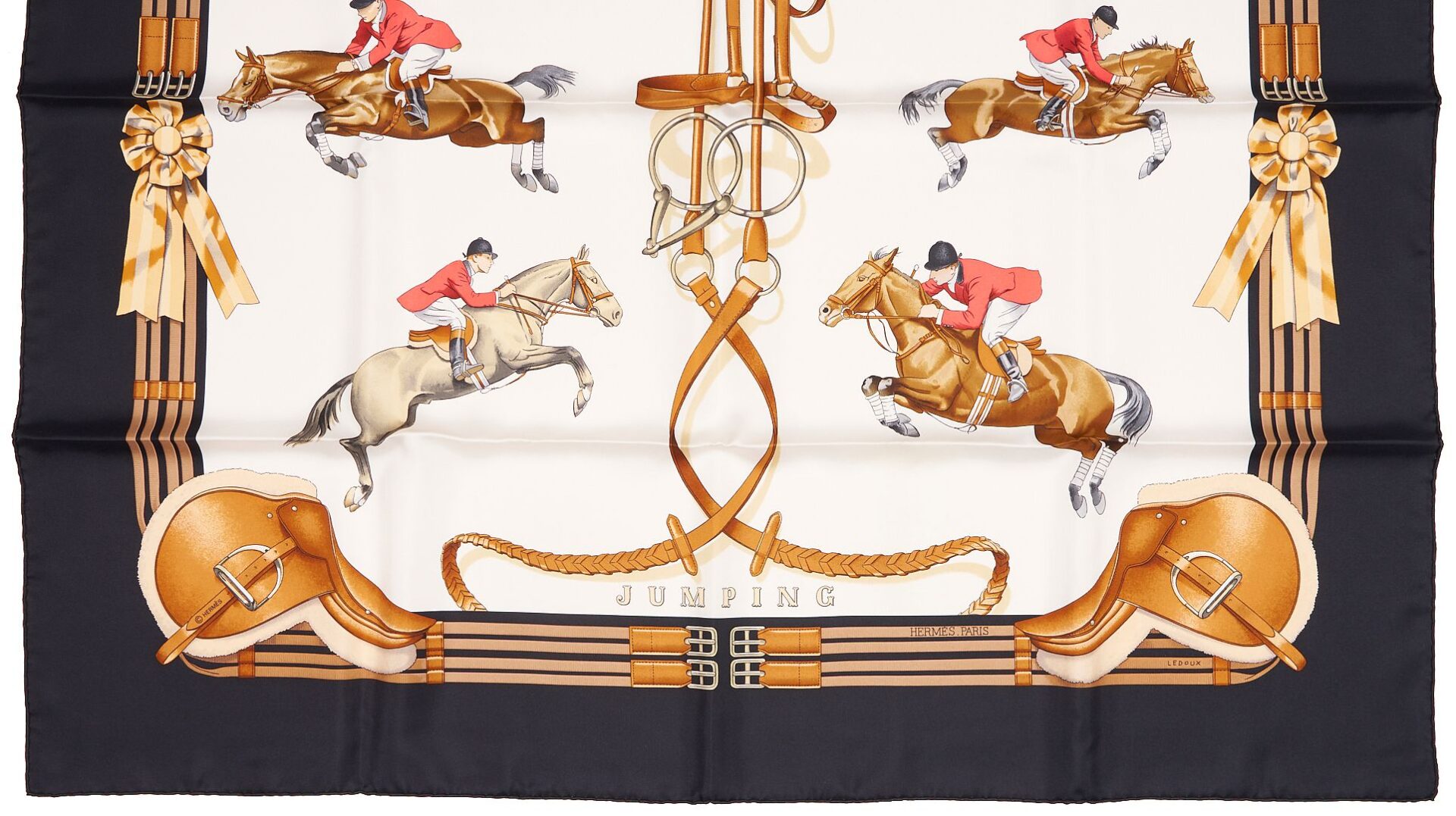 Lot 610: 2 Hermes Horse-Themed Silk Scarves, Jumping & En Piste