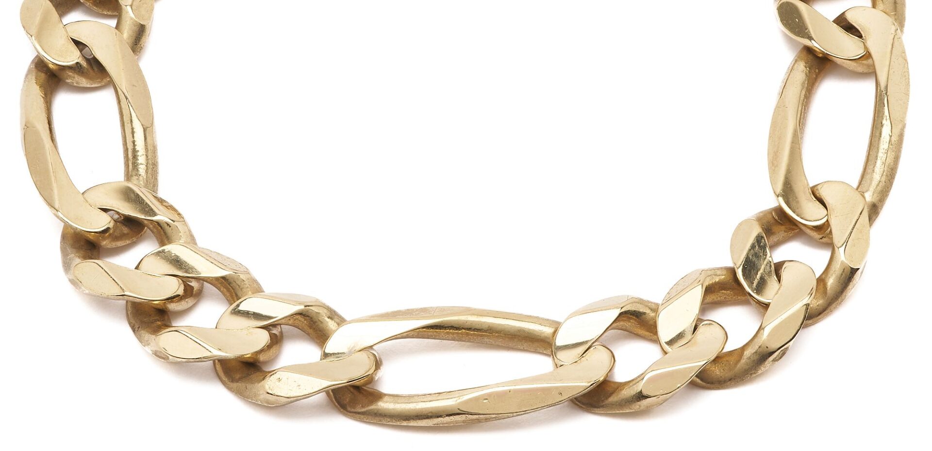 Lot 614: 10K Gold Figaro Style Chain Bracelet