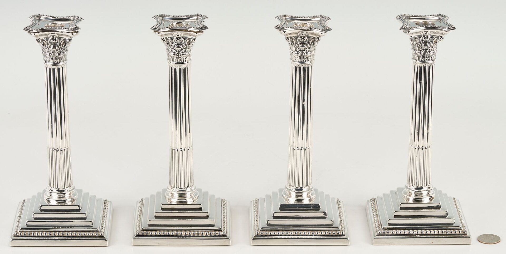 Lot 61: 4 English Sterling Candlesticks, James Dixon & Sons