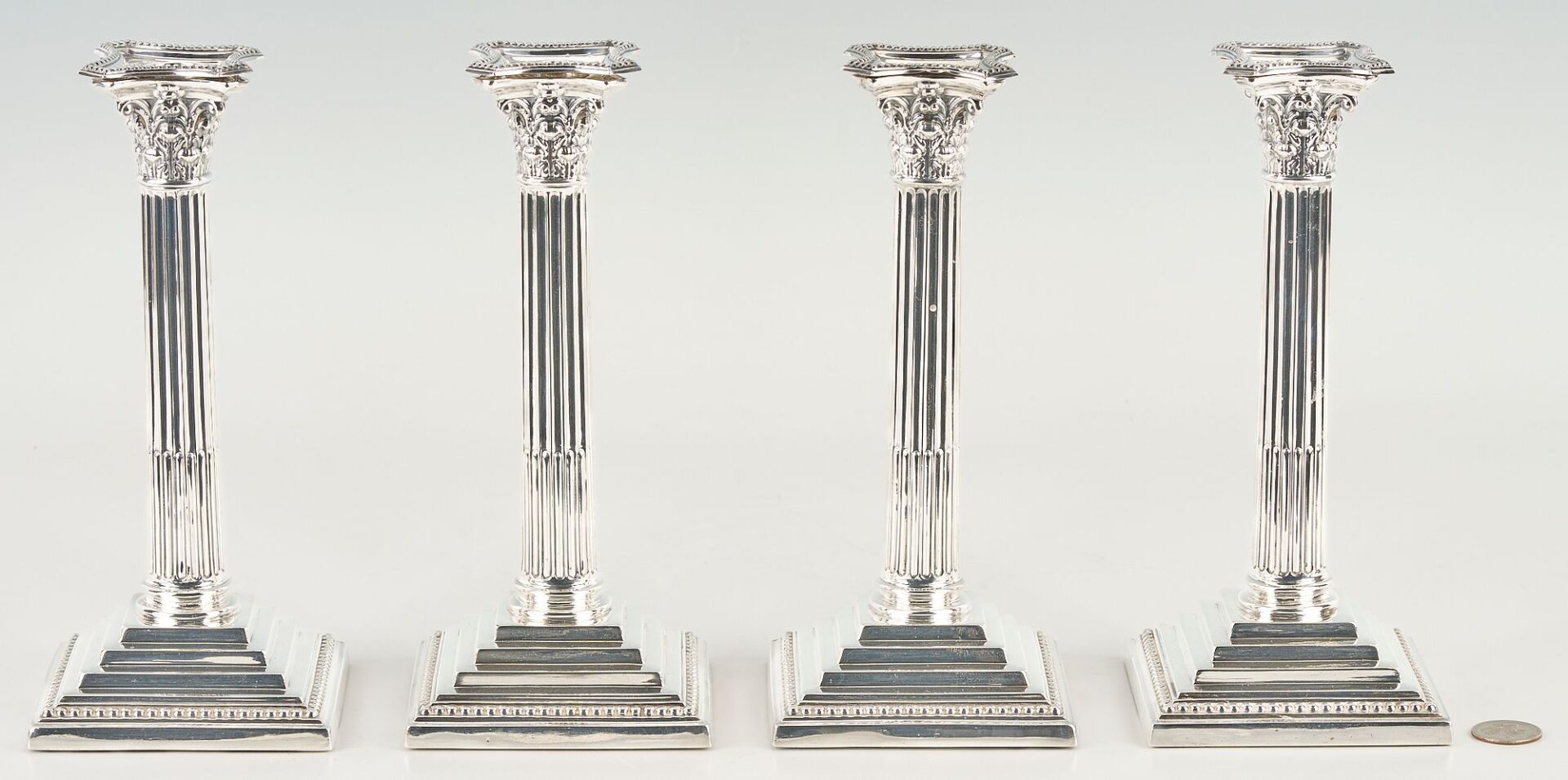 Lot 61: 4 English Sterling Candlesticks, James Dixon & Sons