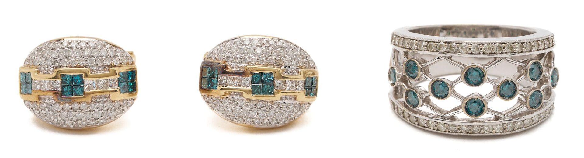 Lot 620: 14K Gold and Diamond Ring & Earrings