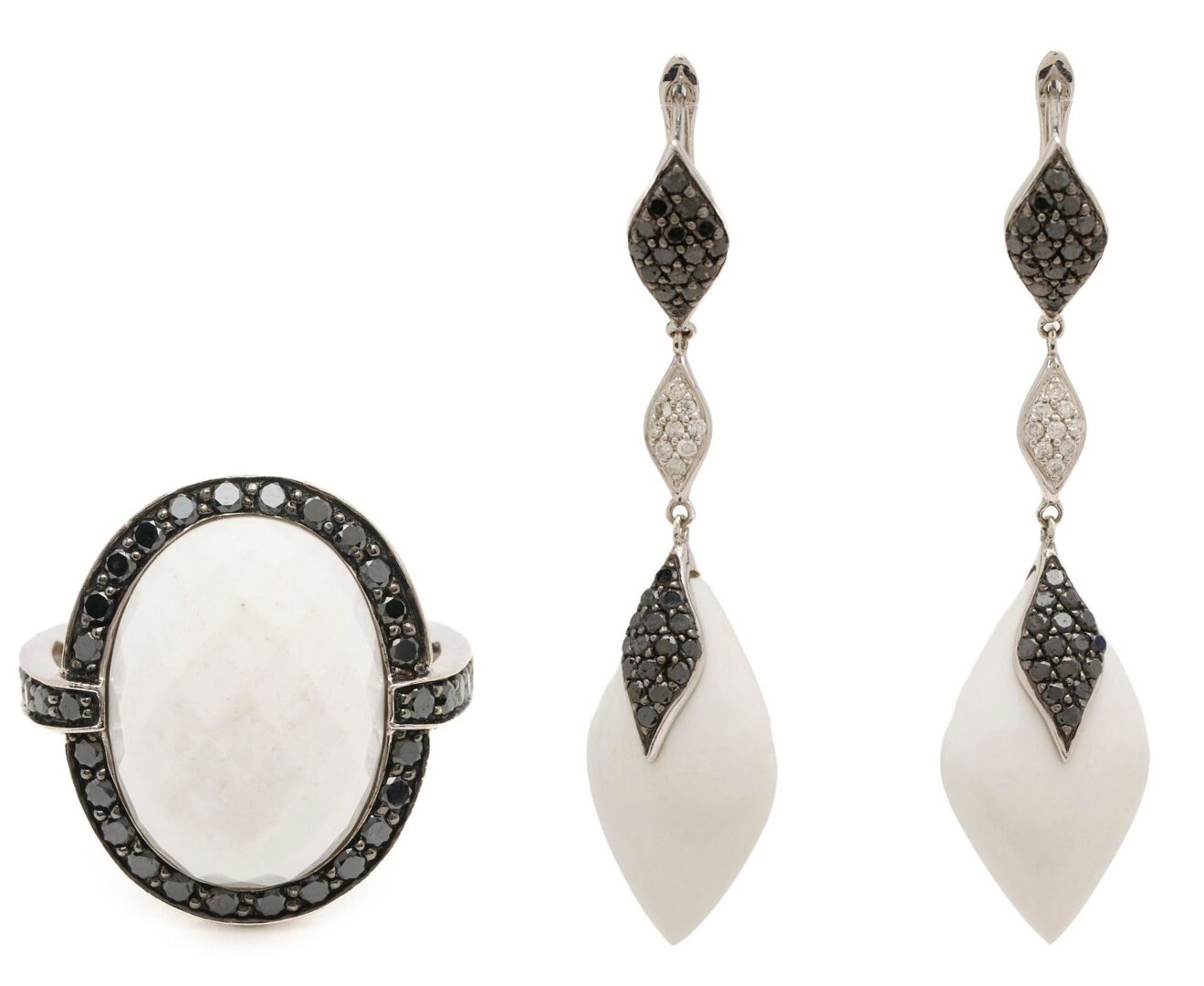 Lot 633: 14K Gold & Gemstone Ring & Earrings