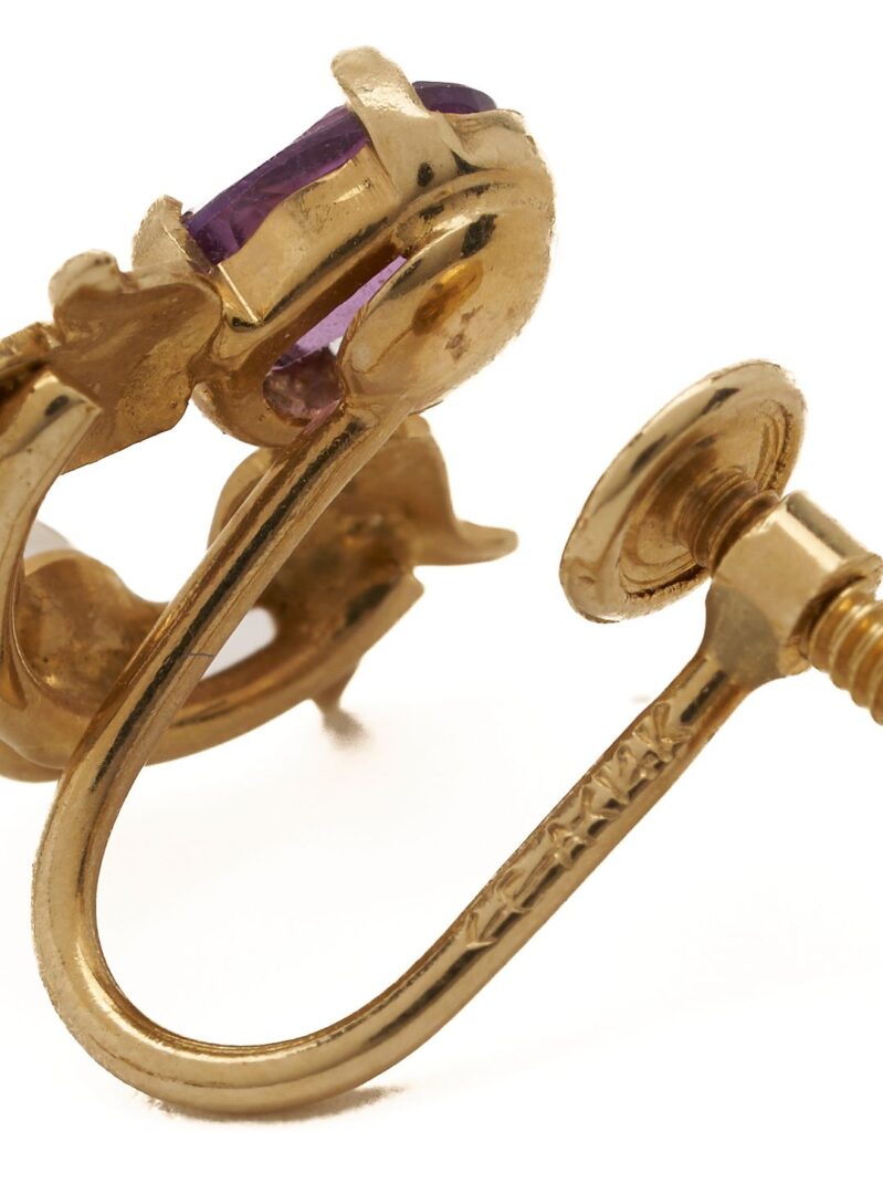 Lot 635: Yellow Gold & Amethyst Bracelet, Necklace, and 2 Earring Pairs
