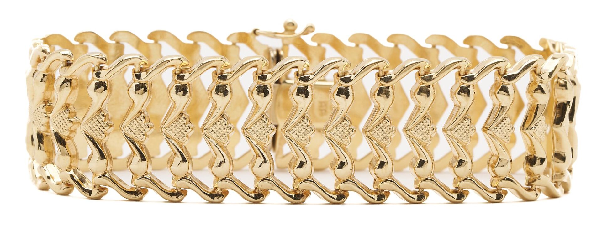 Lot 636: 14K Gold Italian Hollow Link Bracelet