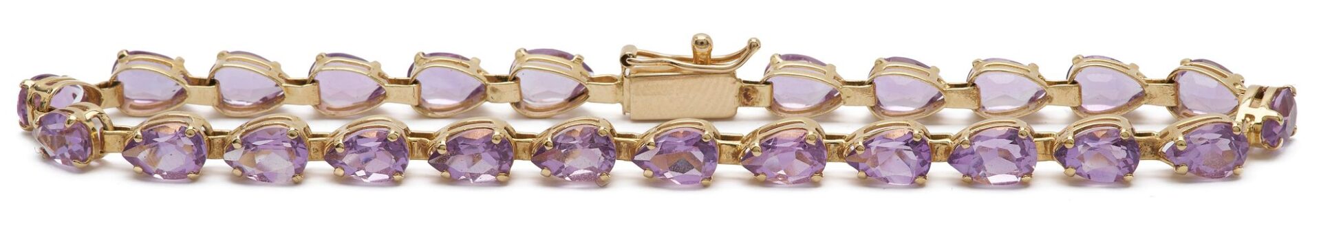 Lot 640: Three (3) 14K Gold Gemstone Bracelets
