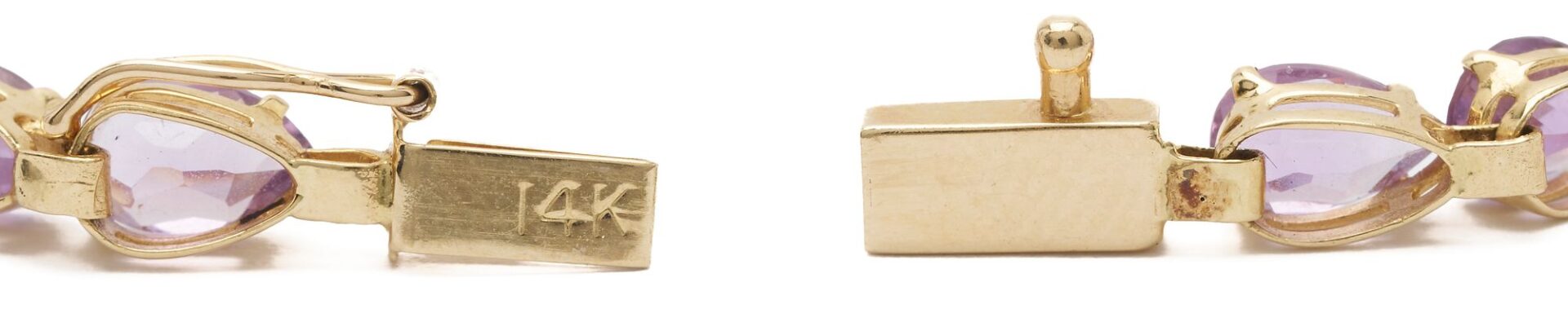 Lot 640: Three (3) 14K Gold Gemstone Bracelets