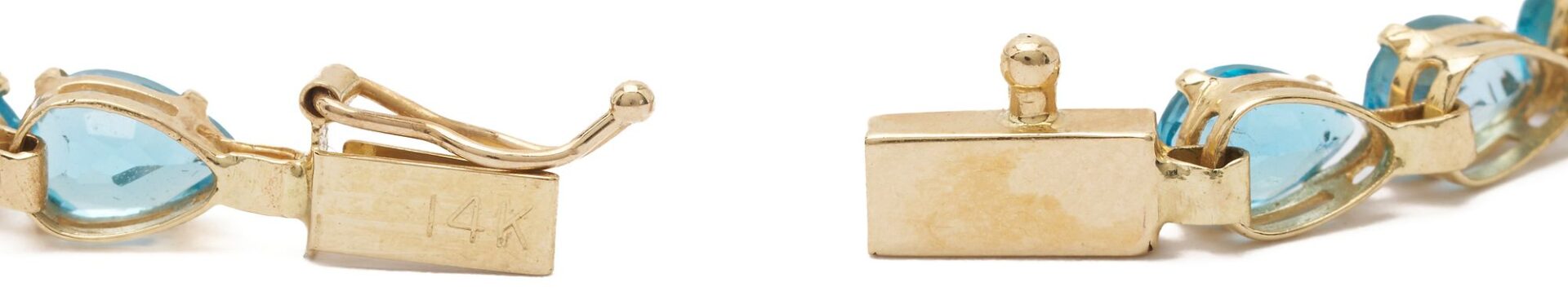 Lot 640: Three (3) 14K Gold Gemstone Bracelets