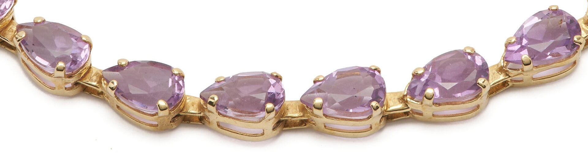 Lot 640: Three (3) 14K Gold Gemstone Bracelets