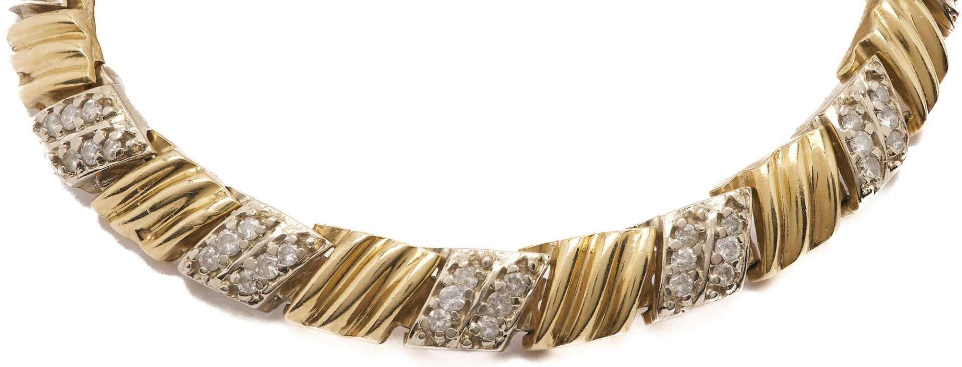 Lot 642: 14K Gold & Diamond Link Bracelet w/ Extra Link