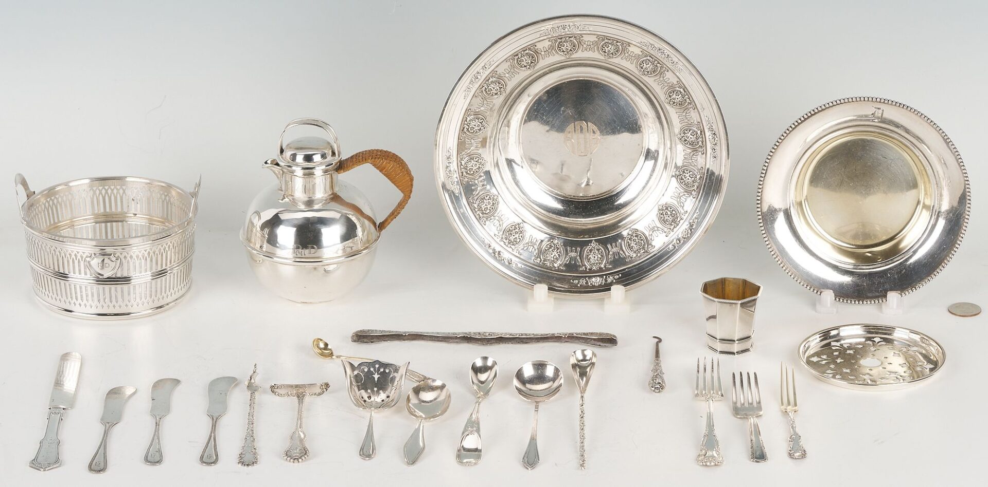 Lot 646: 22 Assorted Sterling Silver Items, incl. Hollowware