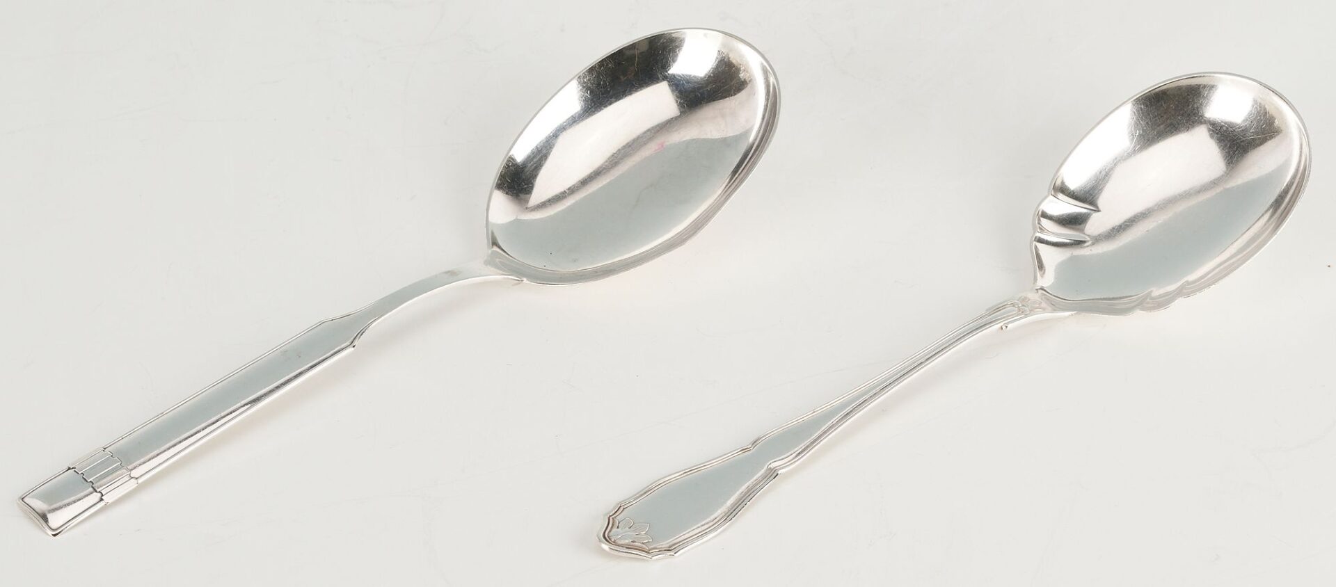 Lot 657: 6 pcs Hollowware incl. Danish Modern Spoons, Mexican Sugar/Creamer Set, Revere Bowl