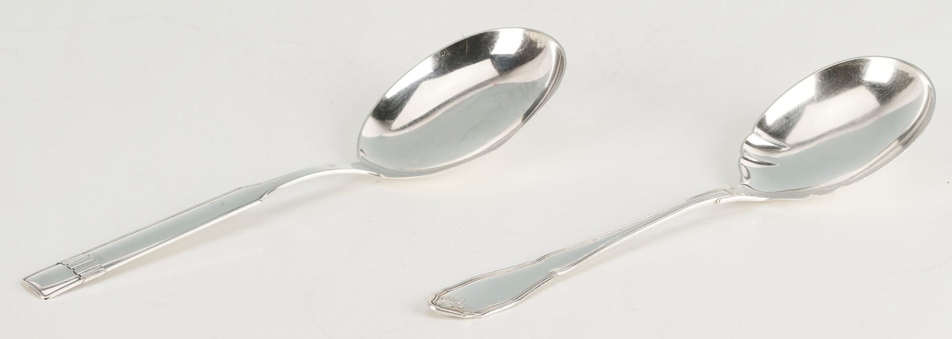 Lot 657: 6 pcs Hollowware incl. Danish Modern Spoons, Mexican Sugar/Creamer Set, Revere Bowl