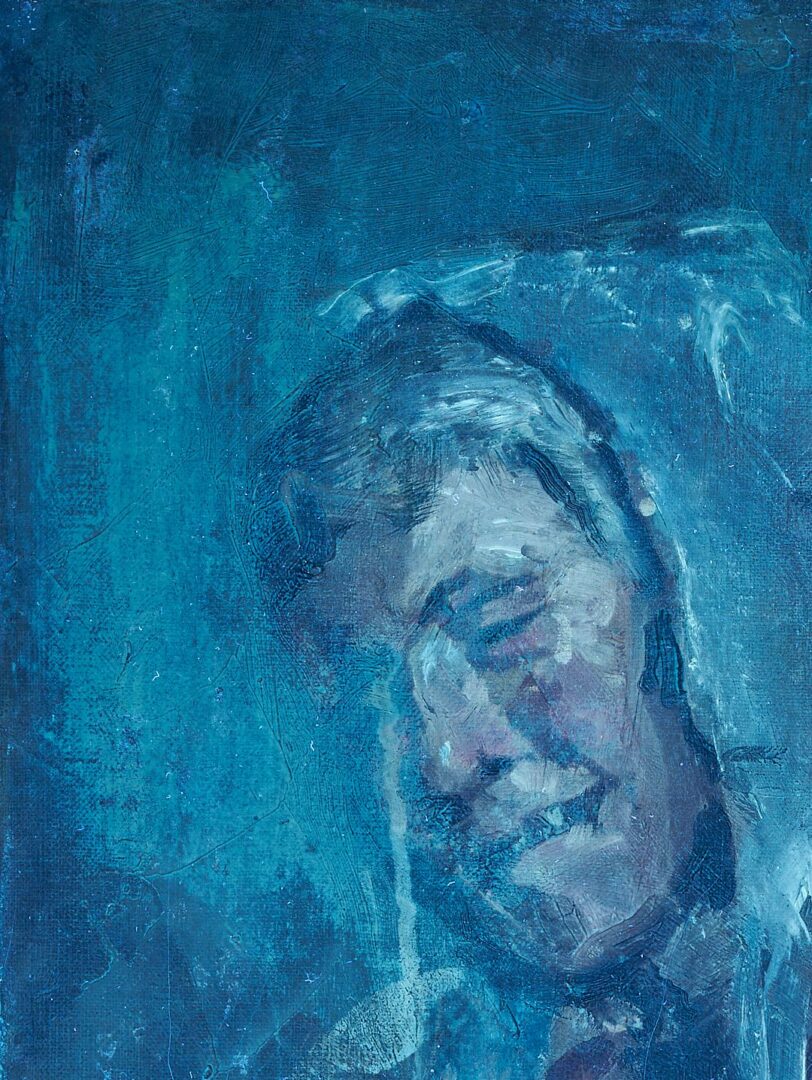 Lot 668: J. Alden Weir O/C Painting, Peasant Woman Laughing