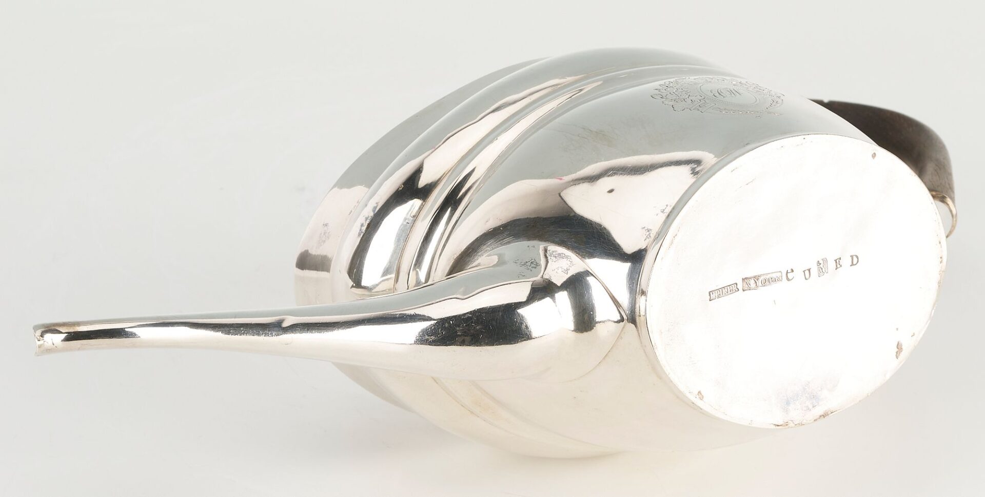 Lot 66: 3 pc Federal Coin Silver Tea Set, Riker & Clapp
