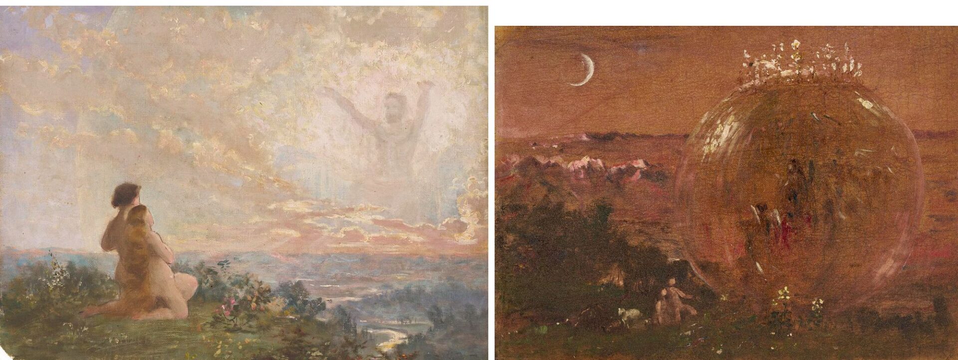 Lot 670: 2 Carl Gutherz O/C Studies for Evening of the Sixth Day