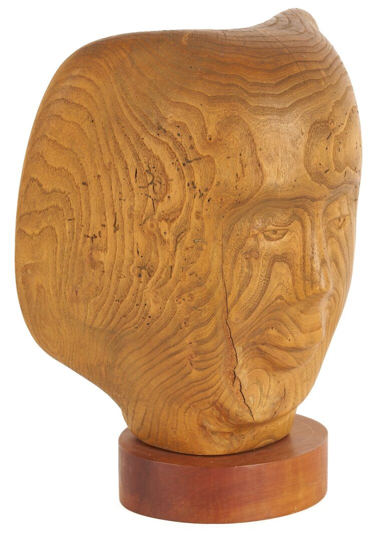Lot 681: Olen Bryant Wood Sculpture of Head