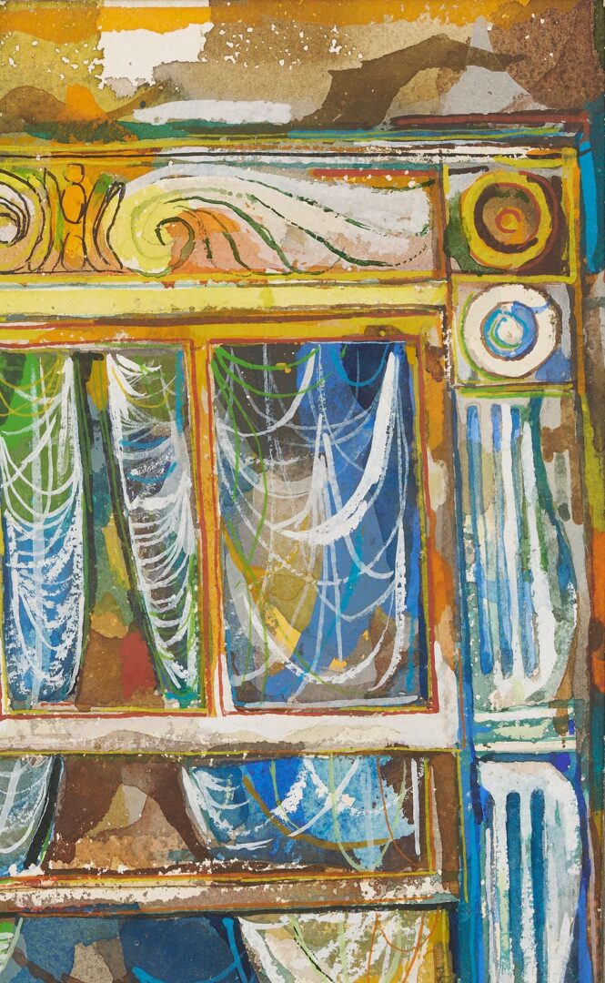 Lot 683: Frederick D. Jones W/C Painting, Doves on a Windowsill