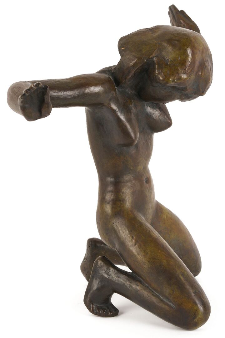Lot 692: Georg Kolbe Bronze Nude Sculpture, “Grief”