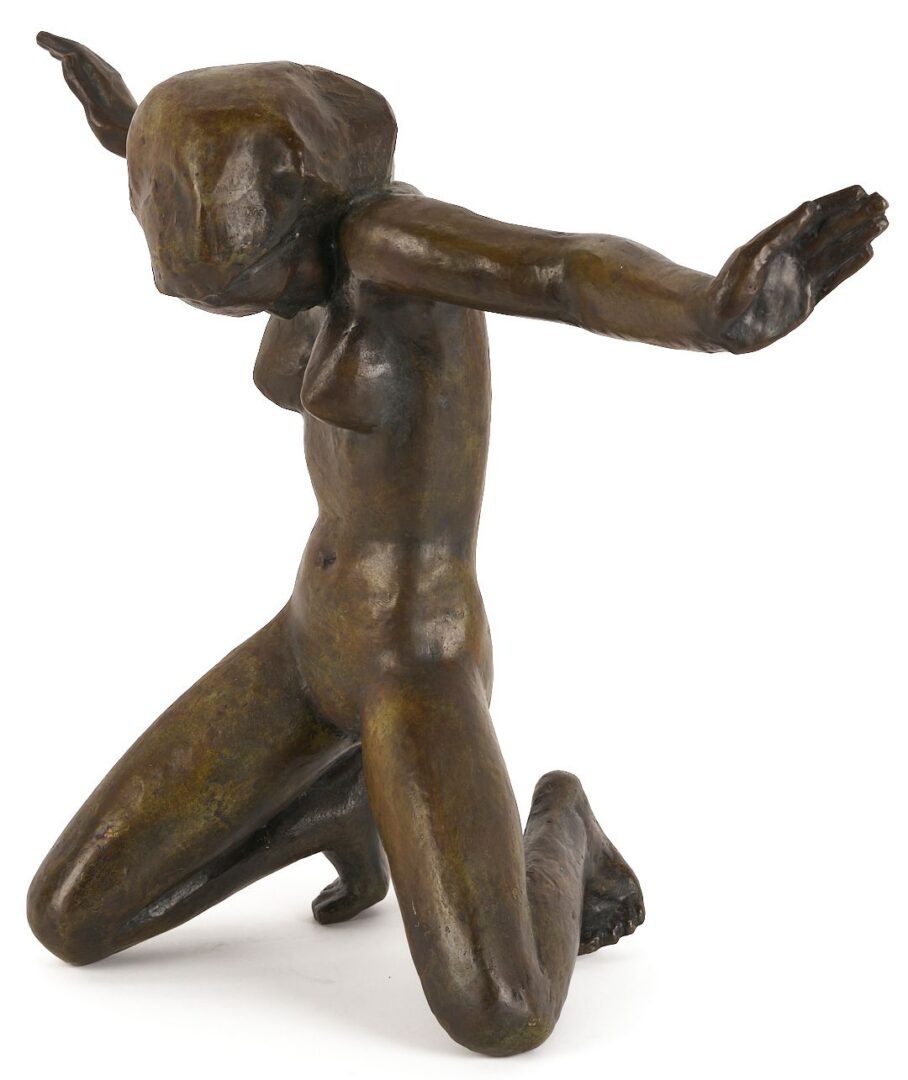 Lot 692: Georg Kolbe Bronze Nude Sculpture, “Grief”