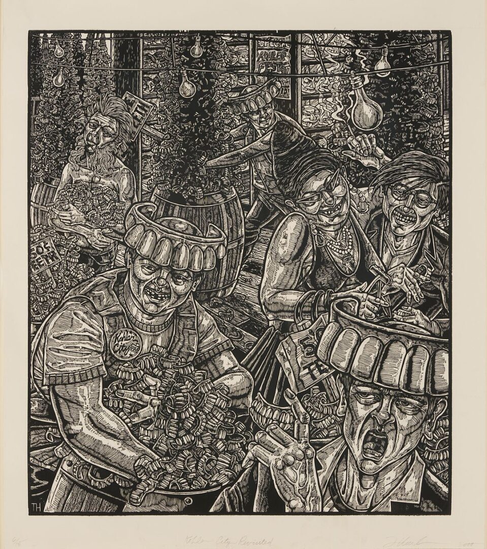 Lot 694: Tom Huck Woodcut, Kohler City Revisited
