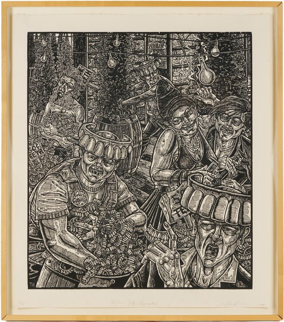 Lot 694: Tom Huck Woodcut, Kohler City Revisited