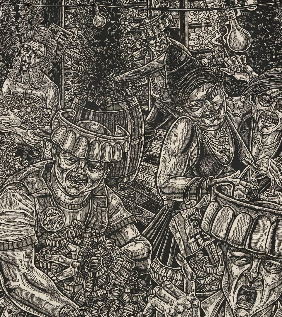 Lot 694: Tom Huck Woodcut, Kohler City Revisited