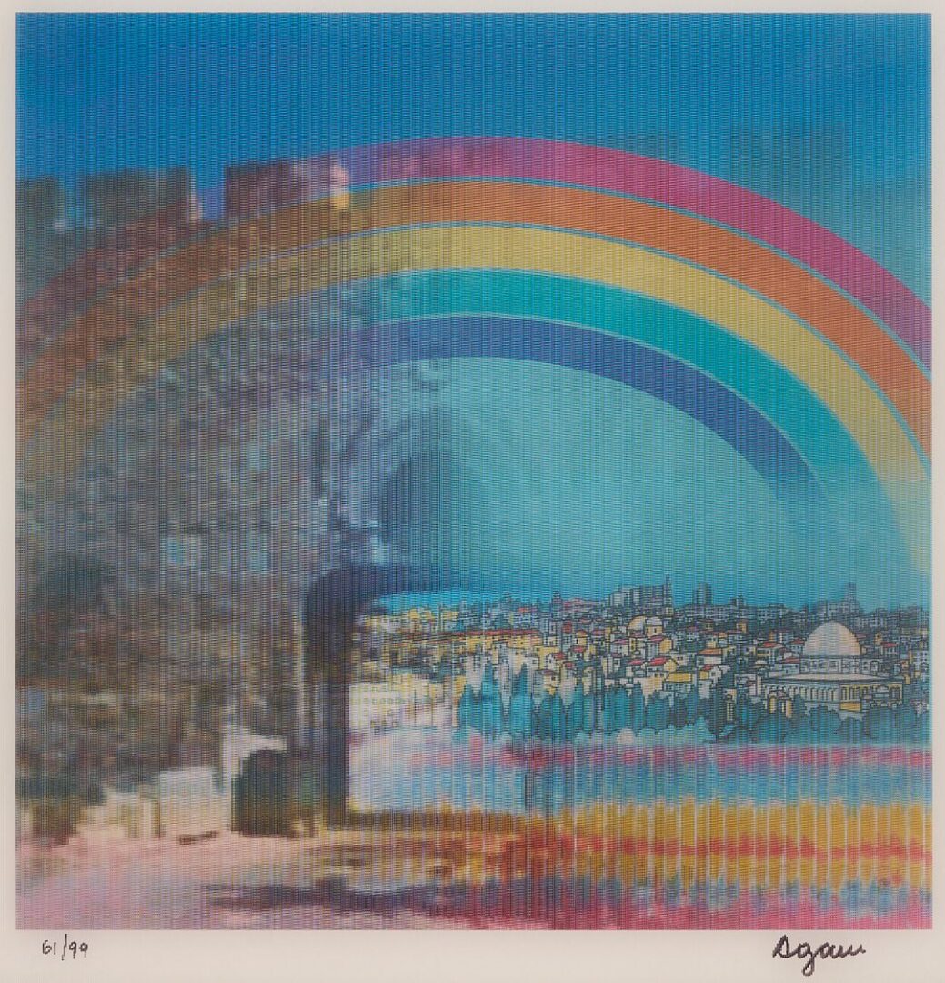 Lot 697: Yaacov Agam Op Art Art Agamograph, Jerusalem Double Rainbow