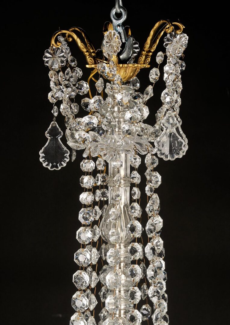 Lot 702: Baccarat Style Gilt Bronze 12-Light Chandelier