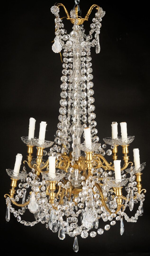 Lot 702: Baccarat Style Gilt Bronze 12-Light Chandelier