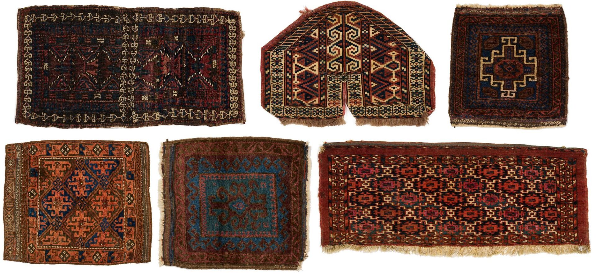 Lot 714: Group of 6 Antique Baluch & Yomud Torbas