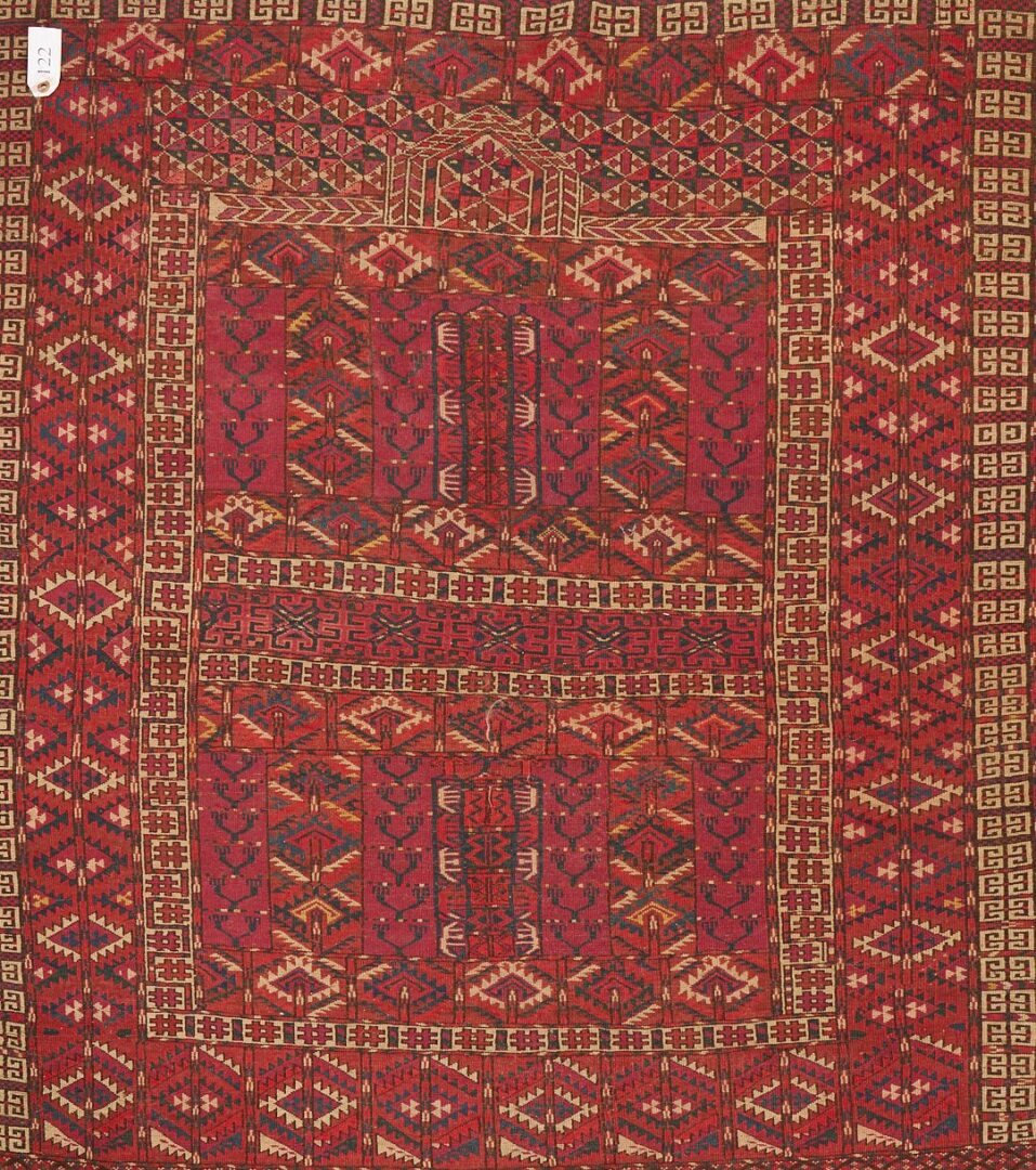 Lot 716: 2 Antique Tekke Turkmen Rugs, Chuval & Ensi