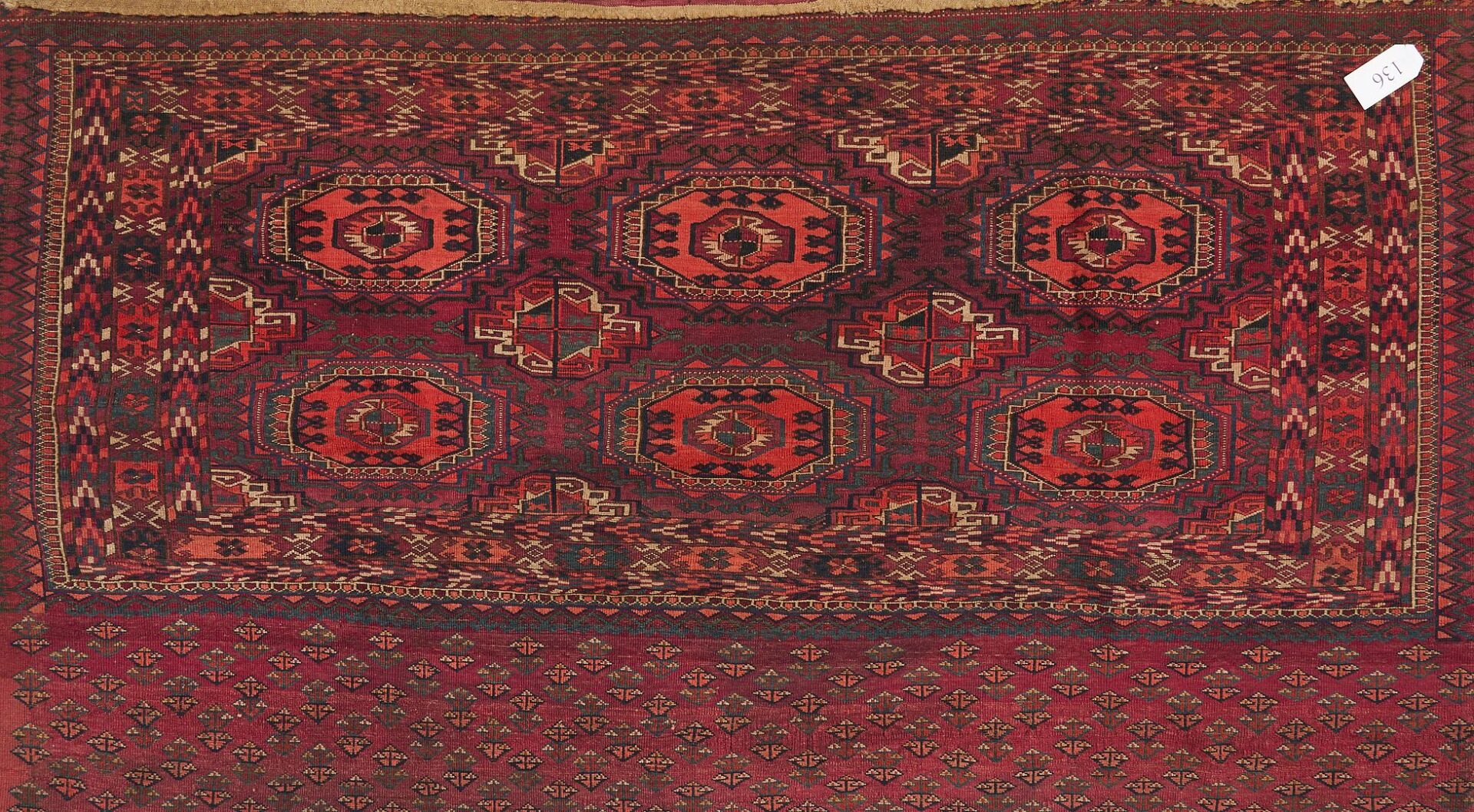 Lot 721: 3 Antique Tekke Turkmen Rugs, Torbas & Chuval