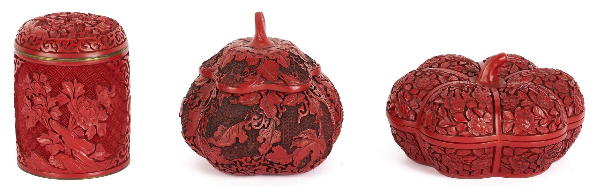 Lot 729: 3 Cinnabar Boxes