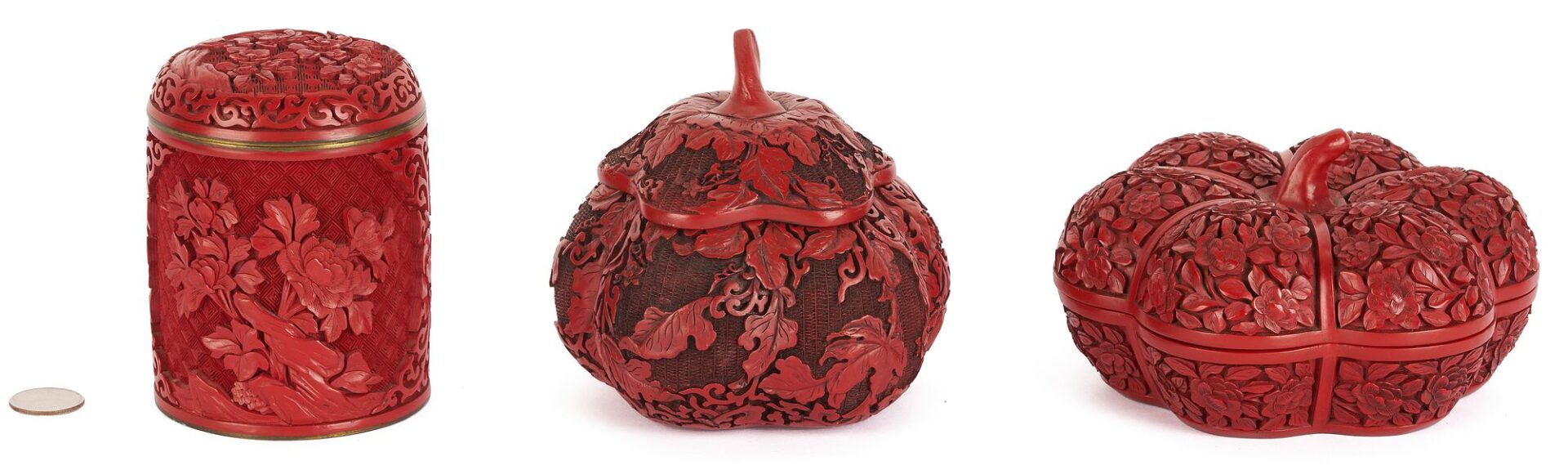 Lot 729: 3 Cinnabar Boxes
