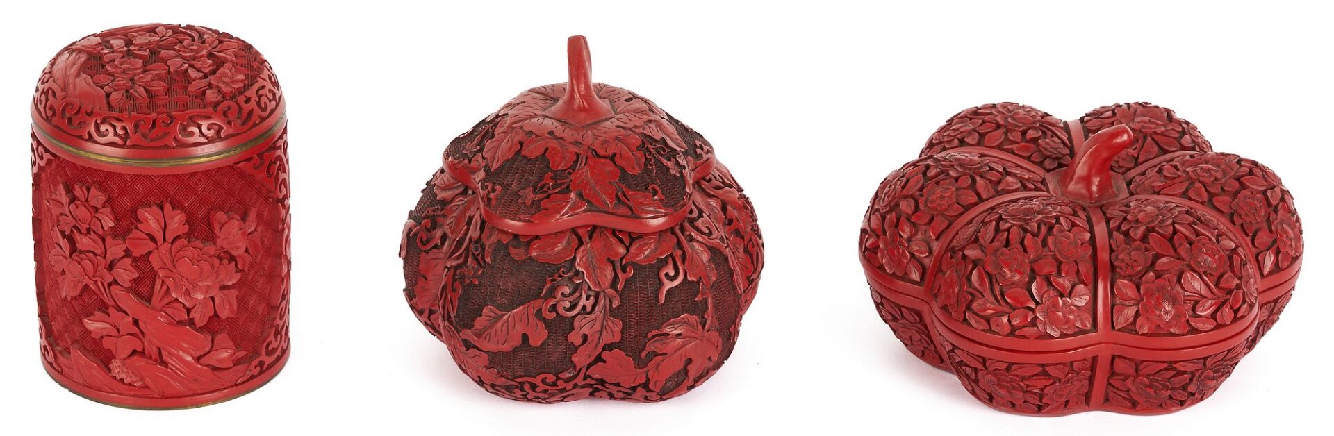 Lot 729: 3 Cinnabar Boxes