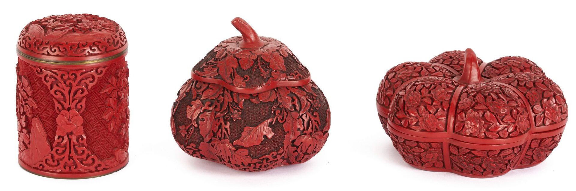 Lot 729: 3 Cinnabar Boxes