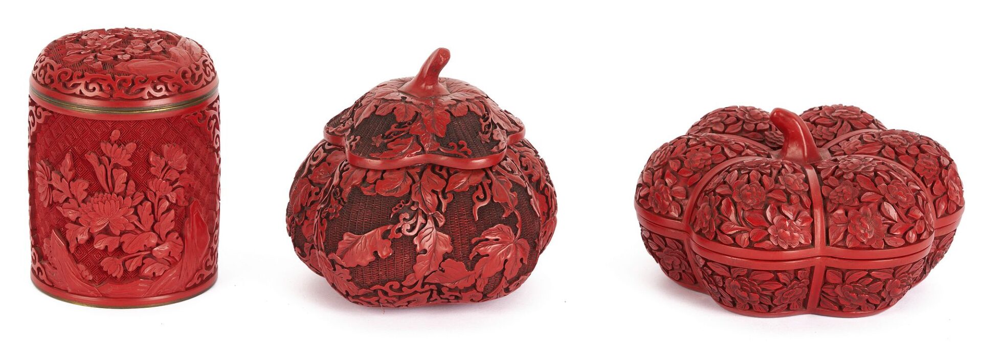 Lot 729: 3 Cinnabar Boxes