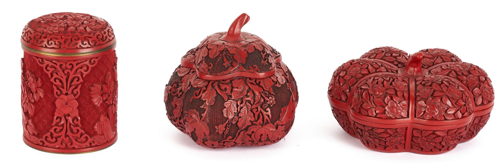 Lot 729: 3 Cinnabar Boxes